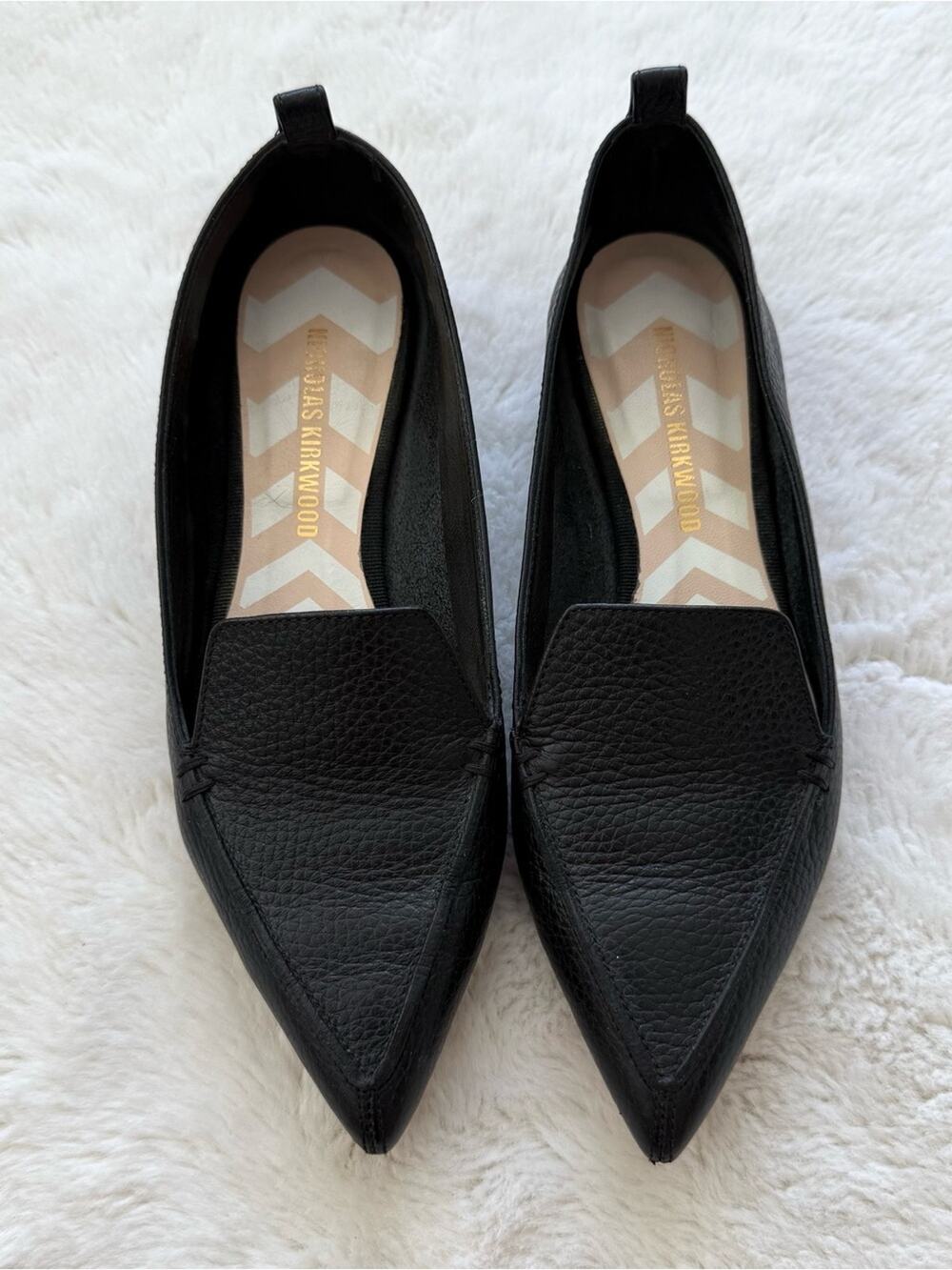 Nicholas Kirkwood women flat leather black shoes size 36 EU